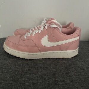 Nike Pink and White Sneakers with Suede Finish
